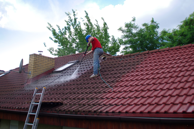 Bettendorf homeowner performing fall roof maintenance